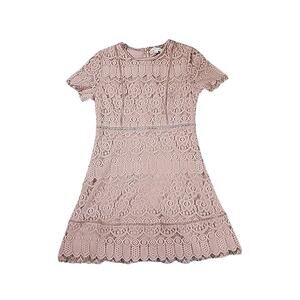 August Sky Scalloped Lace Floral Overlay Mini A-Line Dress L Twee Coquette Artsy